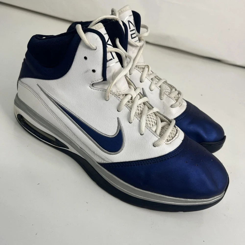 Nike Elite Shoes Mens Size 12 White Blue High Top Basketball Sneakers 409627-104